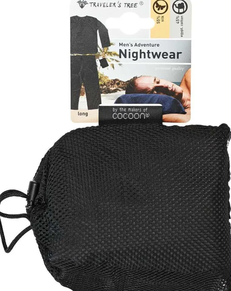 Seidenschlafanzüge^Traveleru00b4s Tree Herren REISE-SCHLAFANZUG lang Seide-Baumwolle Traveler´s Tree® pirate black (schwarz)