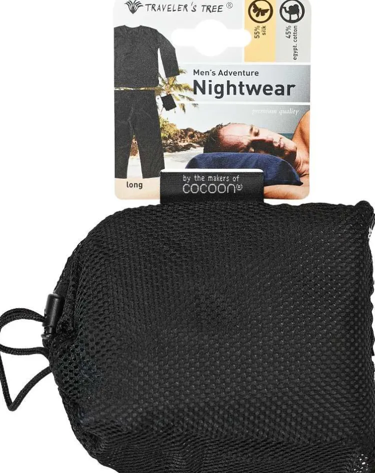 Seidenschlafanzüge^Traveleru00b4s Tree Herren REISE-SCHLAFANZUG lang Seide-Baumwolle Traveler´s Tree® pirate black (schwarz)