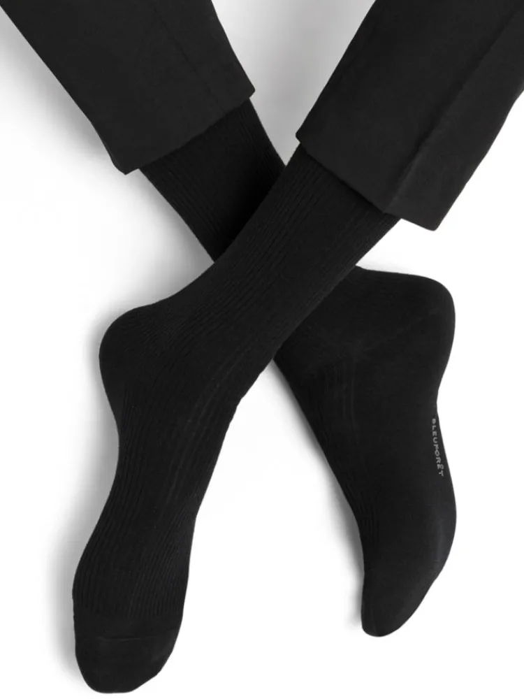 Socken^Bleuforu00eat Herren Socken mit Merinowolle gerippt uni von Bleuforet