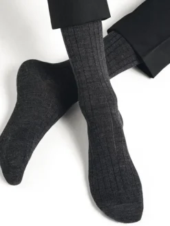 Socken^Bleuforu00eat Herren Socken uni gerippt mit Merino von Bleuforêt