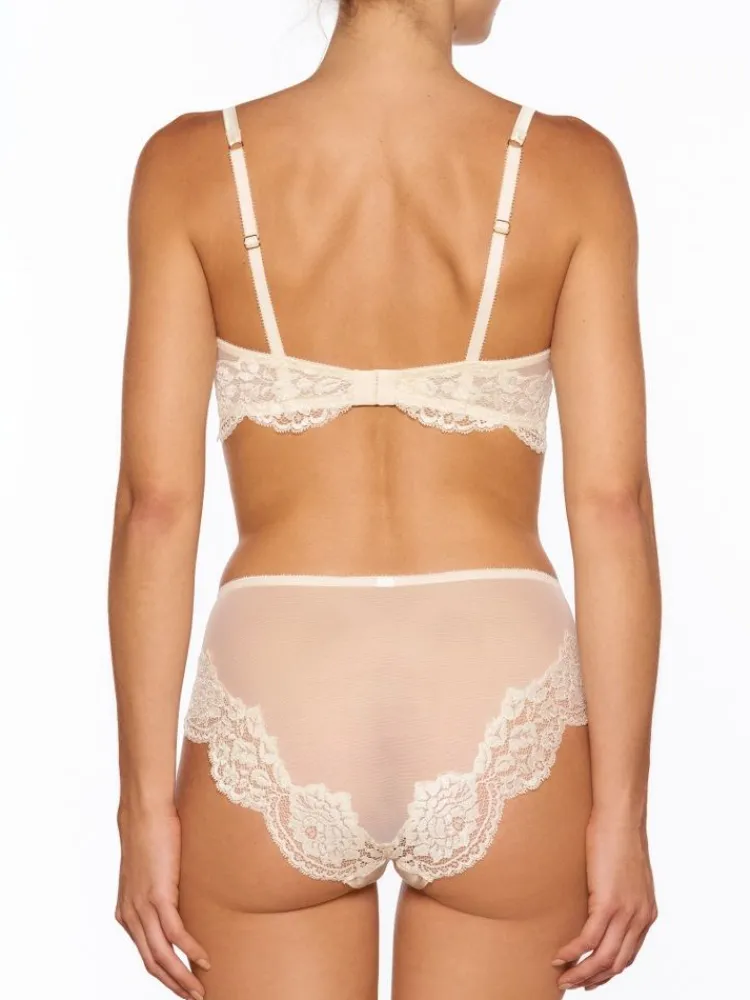 Alle Slips|Alle Unterteile^Millesia Hoher Slip ADRIANA von mit Seide türkisblau oder gold-sand farben mit Spitze