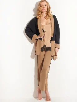 Lounge-Wear|Strickjacken & -Mäntel^Chiara Fiorini Jacke KUSCHEL COTTON anthrazit-zimt von anthrazit-grau mit zimt-beige