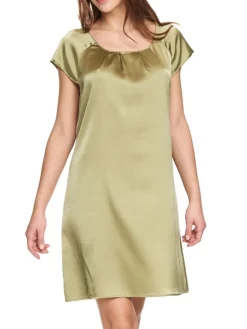 Seiden Basics|Seide Sleepshirt^Gattina Kurzarm Nachtkleid Stretchseide SEDUZIONE DI SETA von grün
