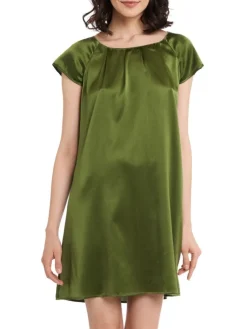 Seiden Basics|Seide Sleepshirt^Gattina Kurzarm Nachtkleid Stretchseide SEDUZIONE DI SETA von grün