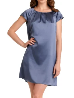 Seiden Basics|Seide Sleepshirt^Gattina Kurzarm Nachtkleid Stretchseide SEDUZIONE DI SETA von grün