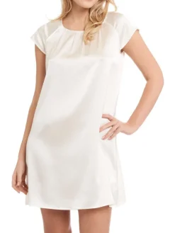 Seiden Basics|Seide Sleepshirt^Gattina Kurzarm Nachtkleid Stretchseide SEDUZIONE DI SETA von grün