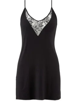 Edle Nachthemden|Alle Negligés^Aubade Kurzes Negligé LAZY DAYS mit Modal und Seide von smaragdgrün und schwarz