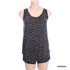 Seidenpyjama^Kokon Zwo Kurzpyjama Seidenmix mit Vogeldruck von schwarz oder weiß mit Vogeldruck