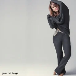 Lounge-Wear^Gattina Kuschel-Baumwolle Lounge-Hose CASUAL von grau oder beige