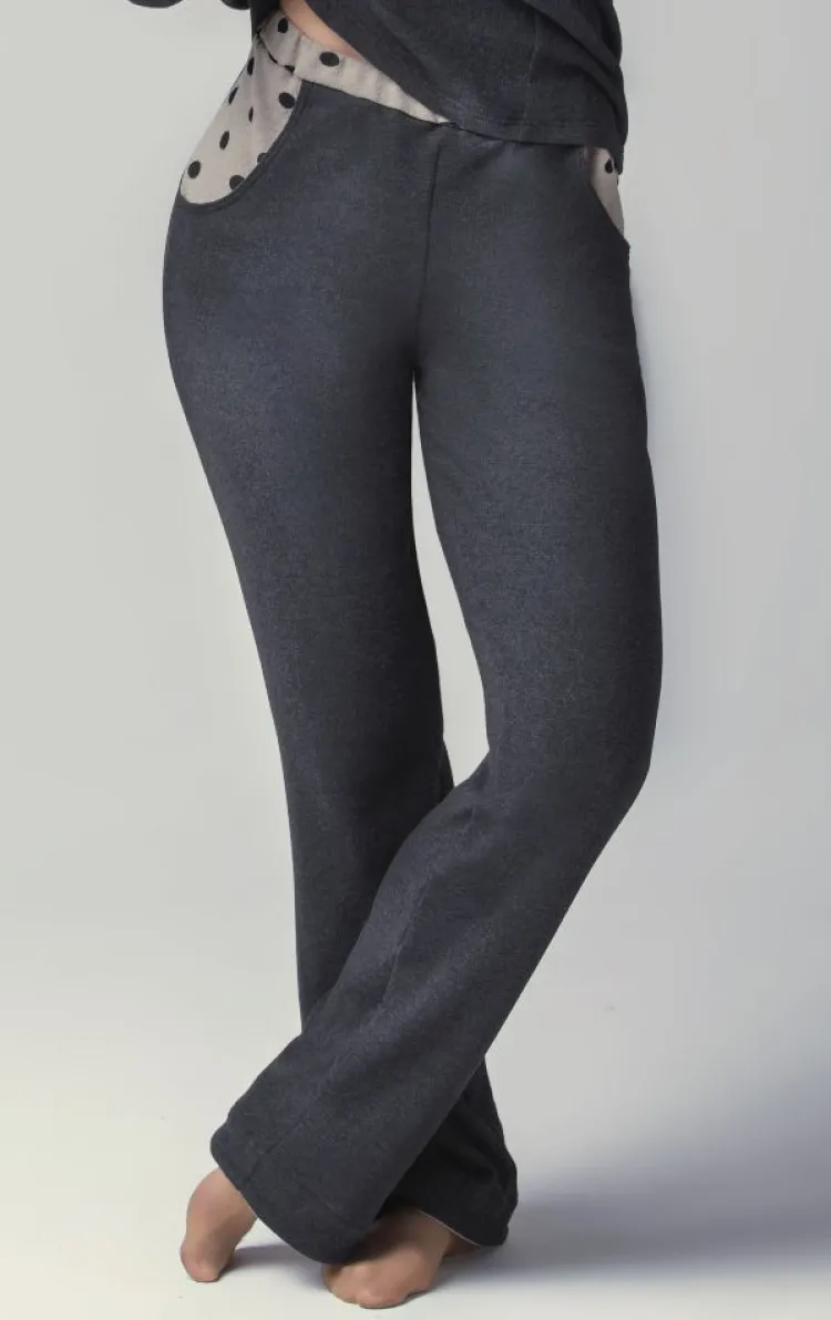 Lounge-Wear^Gattina Kuschel-Baumwolle Lounge-Hose CASUAL von grau oder beige