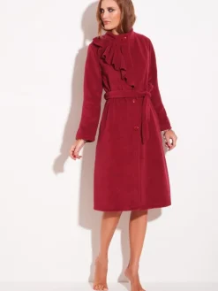 Bademantel|Lounge-Wear^Chiara Fiorini Kuscheliger Morgenmantel mit Viscose Fleece kurz von himbeere oder dunkelblau