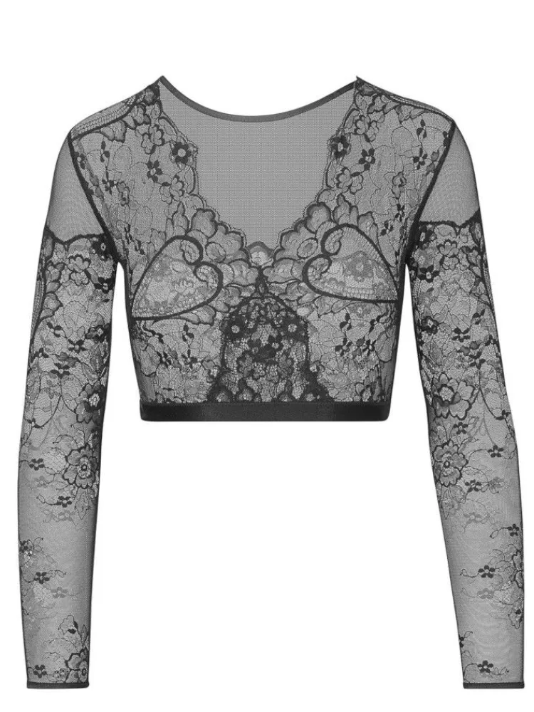 Shirt Mit Spitze|Langarm^Cadolle Langarm Minitop BOLERO COEUR Spitze von schwarz