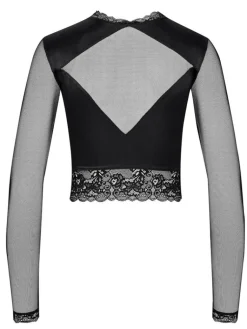 Shirt Mit Spitze|Langarm^Cadolle Langarm Minitop DIAMANT Satin von schwarz