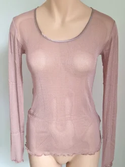 Shirts Mit Seide|Langarm^Kokon Zwo Langarm Rundhals Shirt NETZTÜLL 100% Seide von