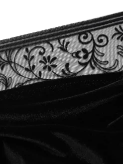 Langarm|Alle Bodys^Cadolle Langarm Samt-Body FLOQUI schwarz von schwarz mit Borte