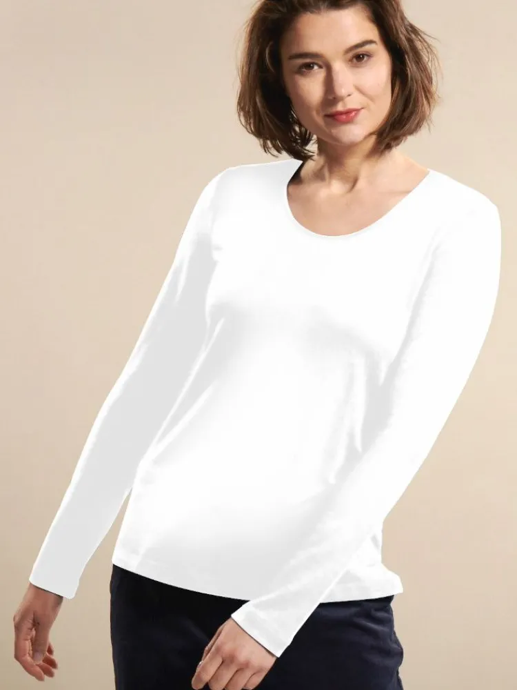 Langarm|Mit Jersey & Wirkseide^Kokon Zwo Langarm Shirt CINDA No. 2 bedruckt oder uni mit Leinen