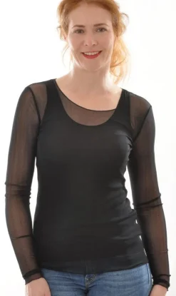 Shirts Mit Seide|Langarm^Alkena Langarm Shirt NETZTÜLL 100% Bio Seide von