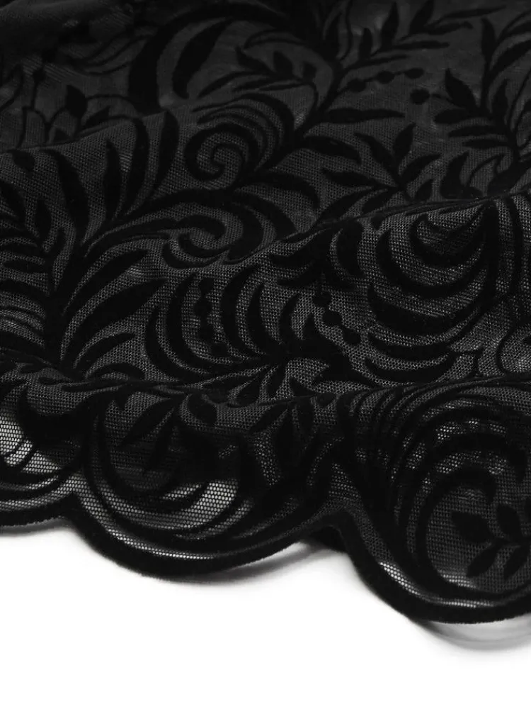 Langarm|Alle Bodys^Cadolle Langarm-Body ARABESQUE Tüll schwarz von schwarz mit Muster