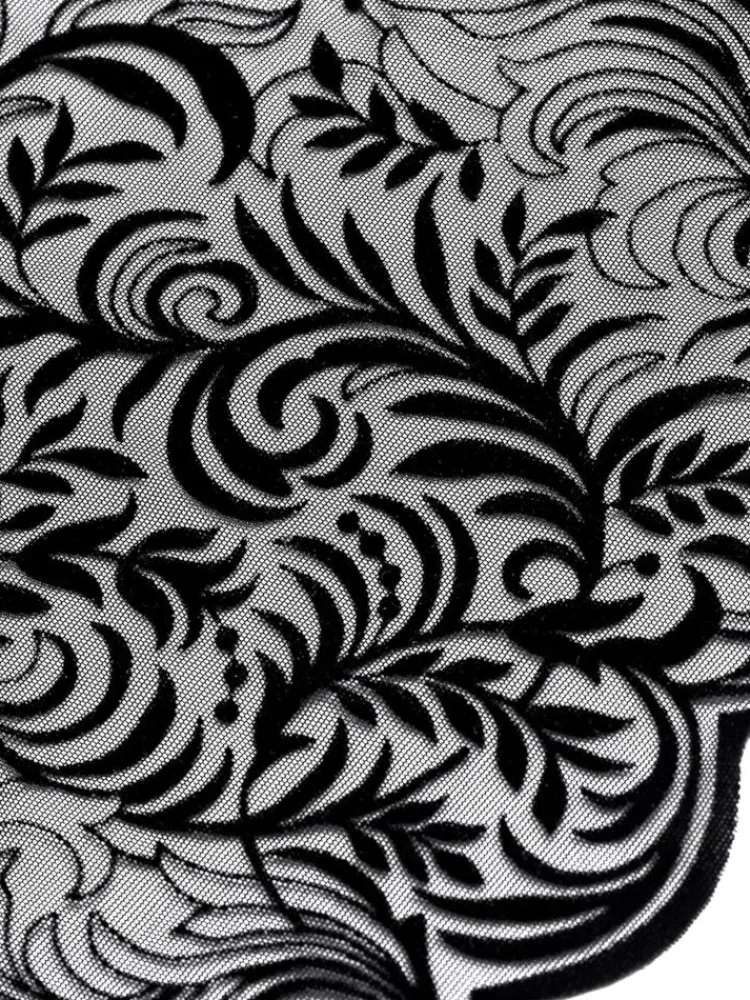 Langarm|Alle Bodys^Cadolle Langarm-Body ARABESQUE Tüll schwarz von schwarz mit Muster