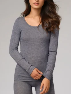 Langarm|Wolle-Seide Unterhemd^comazo | earth Langarmshirt 2716 Baumwolle Wolle Seide comazo|earth beige oder jeans meliert