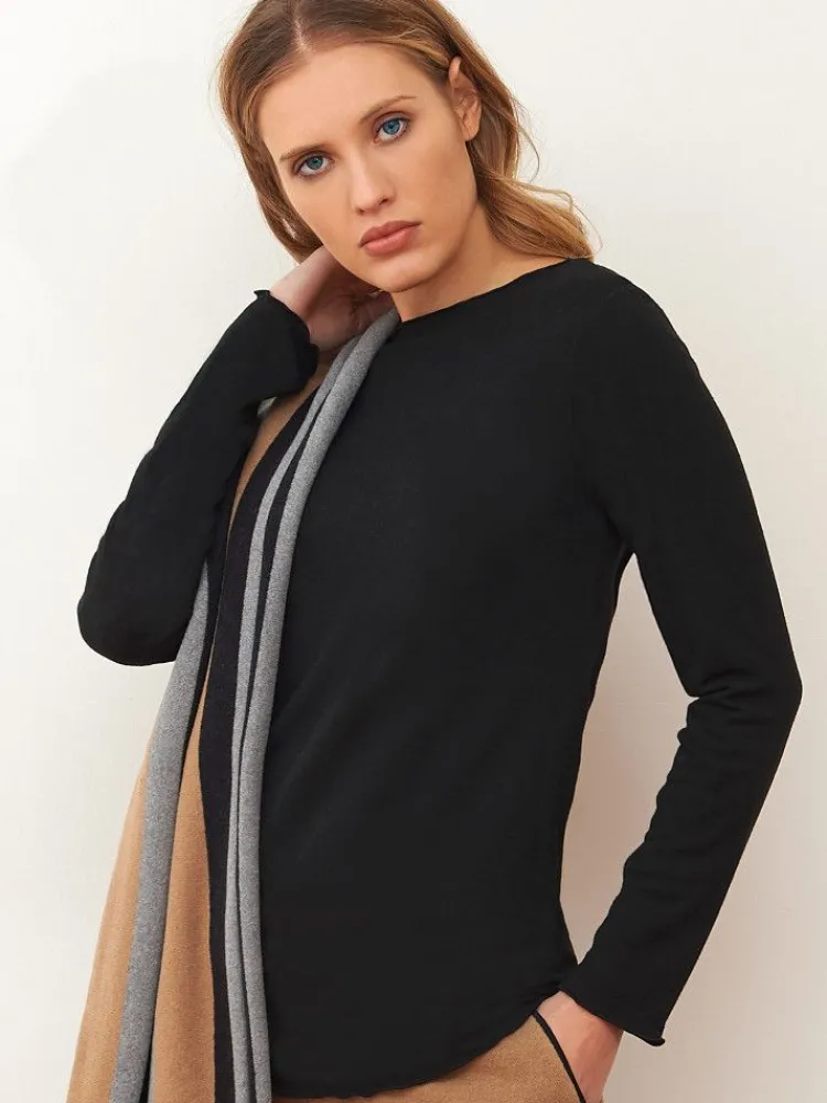 Langarm^Chiara Fiorini Langarm-Shirt mit Wolle von puder oder schwarz