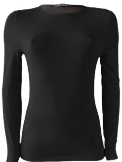 Langarm^Artimaglia Langarmshirt Rundhals  von Voile mit Kaschmir schwarz oder beige melliert