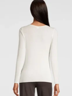 Langarm^Oscalito Langarmshirt von Jersey mit Modal und Kaschmir champagner cremeweiß oder schwarz