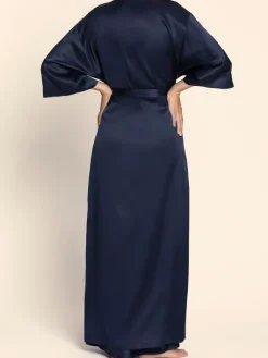 Morgenmantel Aus Satin|Morgenmantel Mit Seide^Lise Charmel Langer Seide Morgenmantel ECLAT COUTURE von dunkelblau