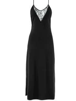 Edle Nachthemden|Alle Negligés^Aubade Langes Negligé LAZY DAYS von mit Modal und Seide smaragdgrün und schwarz