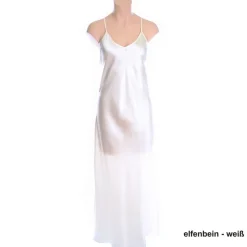 Alle Negligés|Seidenneglige^Luna di Seta Langes Seidennegligé PIPING uni von schwarz oder weiß