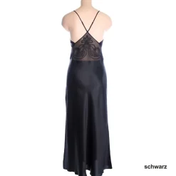 Alle Negligés|Seidenneglige^Luna di Seta Langes Seidennegligé PIPING uni von schwarz oder weiß