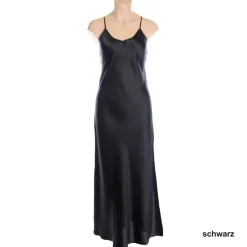 Alle Negligés|Seidenneglige^Luna di Seta Langes Seidennegligé PIPING uni von schwarz oder weiß