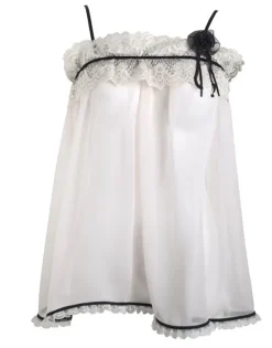 Seidennachthemd|Alle Negligés^Sally Jones LAST PIECE Baby-Doll Chiffon PARISIENNE rosa Größe L von mit Seide apricot-rosé mit zartgrauer Reptil-Druck- Spitze