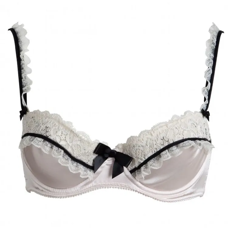 Alle Bhs^Sally Jones LAST PIECE Bügel-BH PARISIENNE von mit Seide 75C apricot-rosé mit zartgrauer Reptil-Druck- Spitze