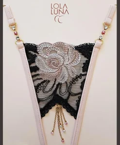 Alle Strings^Lola Luna LAST PIECE String VALIA OPEN schwarz-rosé Größe XL offen schwarz mit altrosé