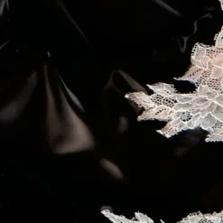 Morgenmantel Kurz|Morgenmantel Aus Satin^Cotton Club LAST PIECE Morgenmantel ZAFFIRO von mit Seide Größe 40 rot-schwarz rot mit schwarz oder schwarz mit champagner-weiß