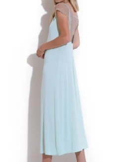 Edle Nachthemden^Chiara Fiorini LAST PIECE Nachtkleid VERDE lang von mit Modal Größe 44 hellgrün mit taupe-beige