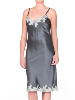 Seidennachthemd|Alle Negligés^Gattina LAST PIECE Seide Negligé SAKHALI antrazith Größe 40 von 1B-Ware antrazith-grau
