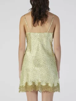 Seidennachthemd|Alle Negligés^Verdiani LAST PIECE Seide Neglige mit Spitze kurz Kiwi Print von Größe 42