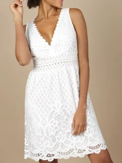 Strandkleider & Sommerkleider|Freizeit- & Reisekleidung^Marjolaine LAST PIECE Spitze Sommerkleid GITANE weiss Größe 34 von naturweiß