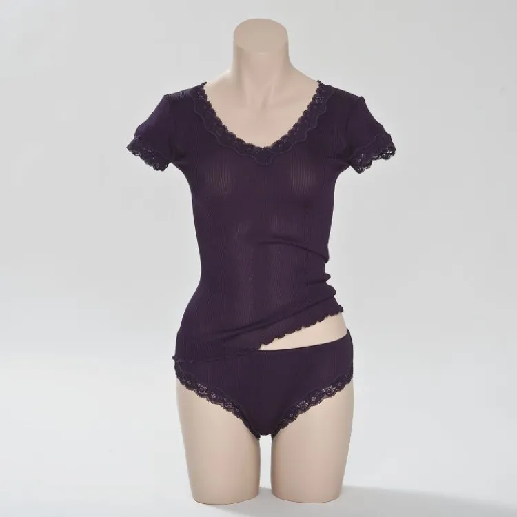 T-Shirt|Shirt Mit Spitze^Gattina LAST PIECE T-Shirt gerippt Seide mit Spitze CURACAO von nur noch in rot Größe S