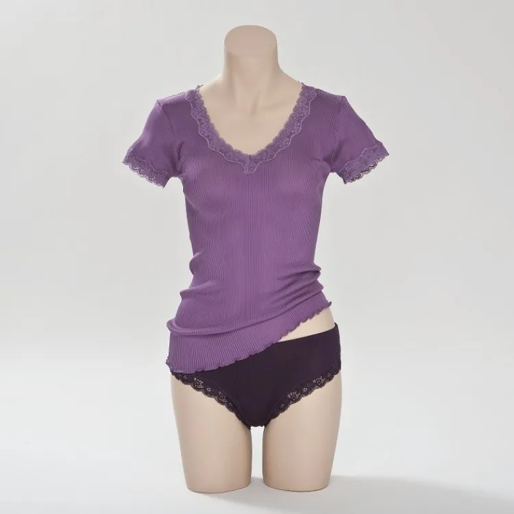 T-Shirt|Shirt Mit Spitze^Gattina LAST PIECE T-Shirt gerippt Seide mit Spitze CURACAO von nur noch in rot Größe S