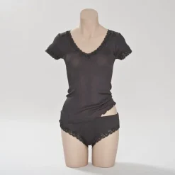 T-Shirt|Shirt Mit Spitze^Gattina LAST PIECE T-Shirt gerippt Seide mit Spitze CURACAO von nur noch in rot Größe S