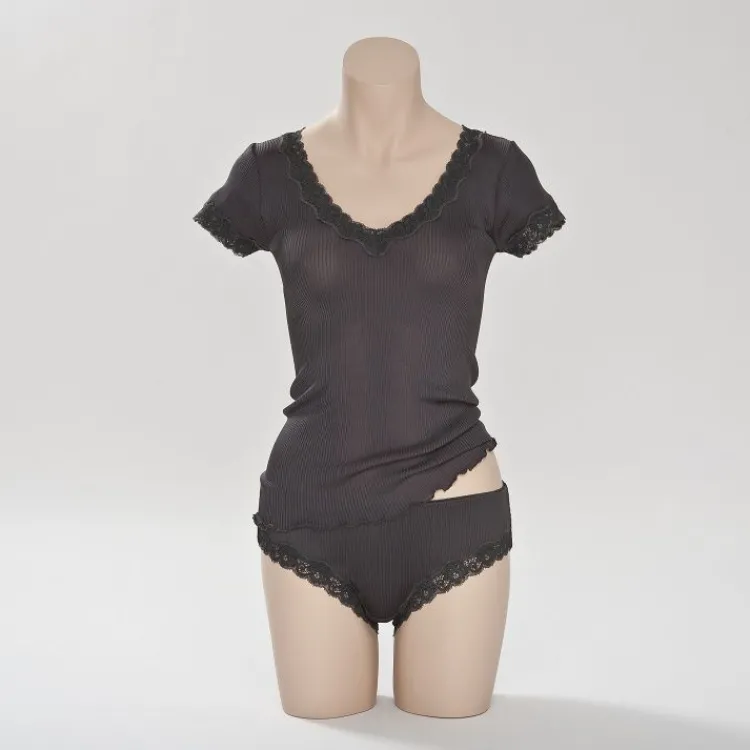 T-Shirt|Shirt Mit Spitze^Gattina LAST PIECE T-Shirt gerippt Seide mit Spitze CURACAO von nur noch in rot Größe S