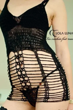 Strandkleider & Sommerkleider|Kaftan, Tunika & Pareo^Lola Luna LAST SIZE Häkelkleid ARIANE DRESS Größe S schwarz