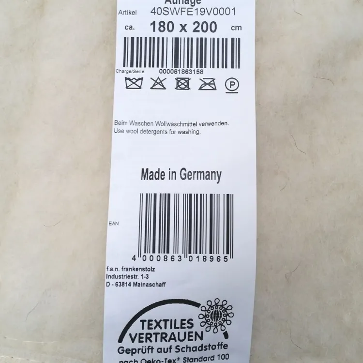 Unterbetten^f.a.n. Frankenstolz LAST SIZE natur-f.a.n. Schafwolle LAMMFLOR UNTERBETT Matratzenauflage 180x200 cm woll-weiß