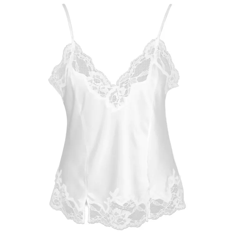 Tops Mit Spitze|Spaghettiträger Tops^Gattina LAST SIZE Seidentop MAGIC MOMENTS weiss oder navy von Größe 36 dunkelblau oder weiß mit Spitze