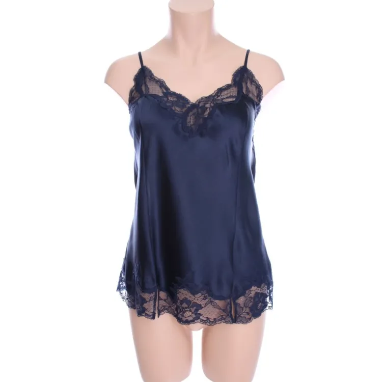 Tops Mit Spitze|Spaghettiträger Tops^Gattina LAST SIZE Seidentop MAGIC MOMENTS von Größe 36 dunkelblau oder weiß mit Spitze