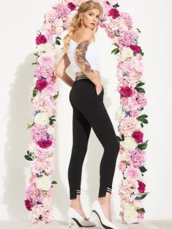 Lounge-Wear|Leggings^Trasparenze Leggings GREEN von schwarz mit silber