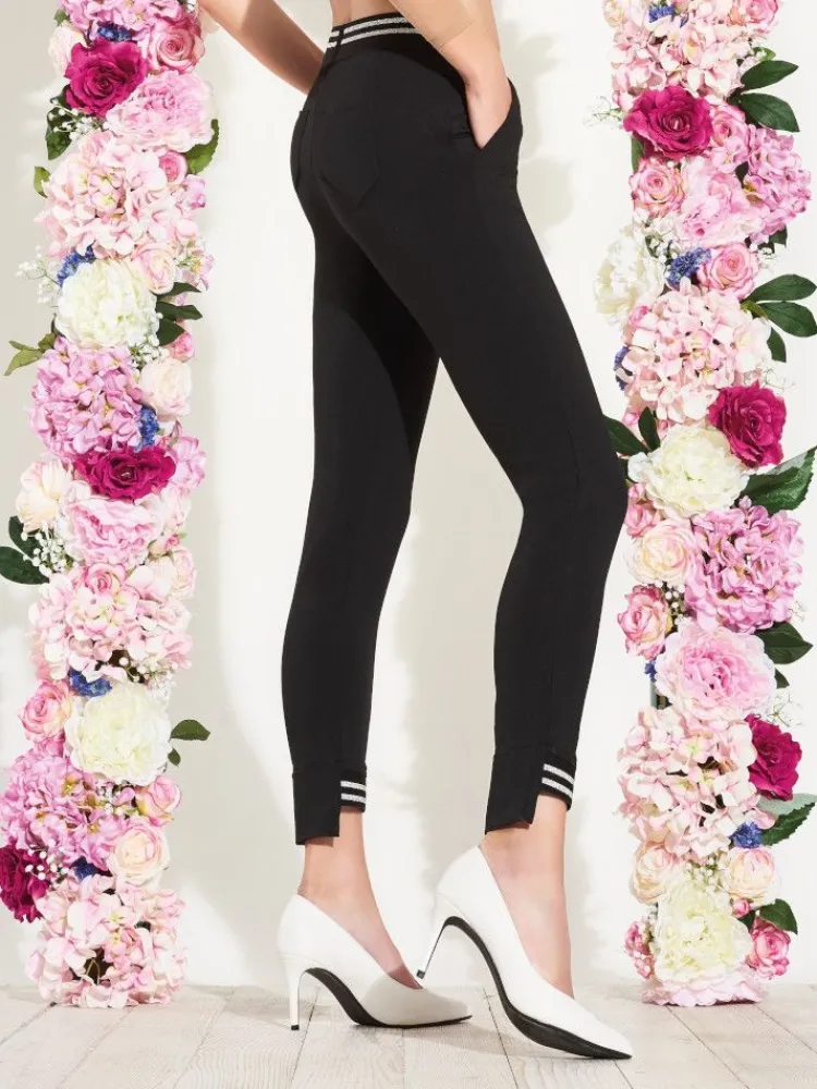 Lounge-Wear|Leggings^Trasparenze Leggings GREEN von schwarz mit silber